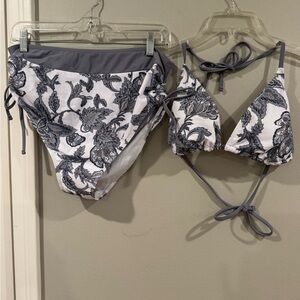 Bsthing Suit Bikini Gray and White String Bikini Swimwear